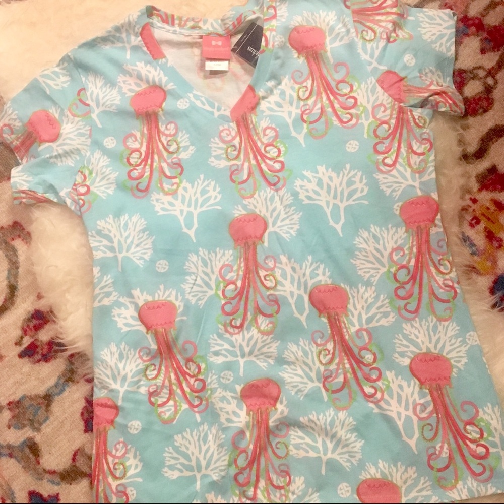 Simply southern v neck jelly light blue T-shirt XL